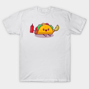 Cute Taco Holding Lemon And Sauce T-Shirt